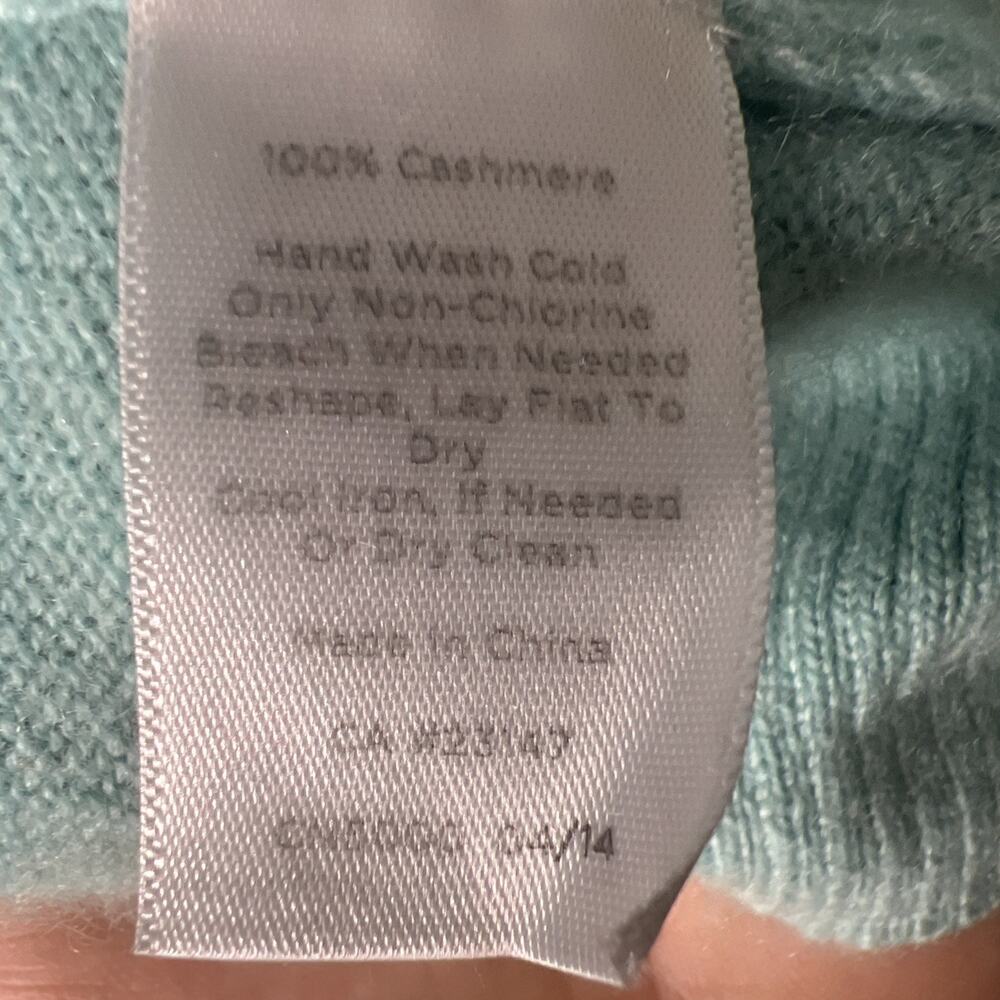 Talbots Womens Petite Large Sweater Pure Cashmere Color Mint Green Knit - Picture 5 of 9